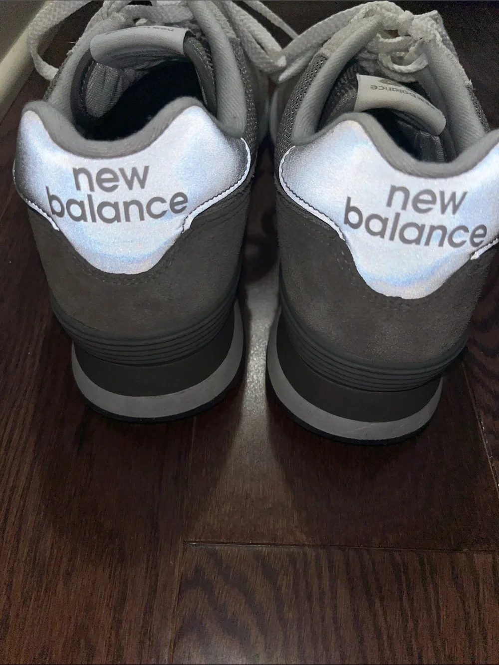 New Balance Men's 574 Retro Sneakers in Gray and White Mens 10